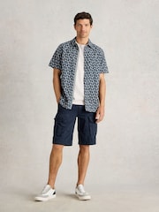 White Stuff Blue Finsbury Koi Printed 100% Organic Cotton Shirt - Image 3 of 4