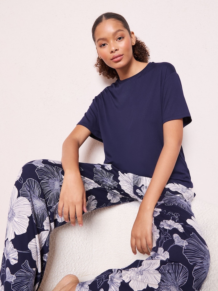 Friends Like These Navy Floral Nightwear Set - Image 2 of 4 Friends Like These Navy Floral Nightwear Set - Image 2 of 4