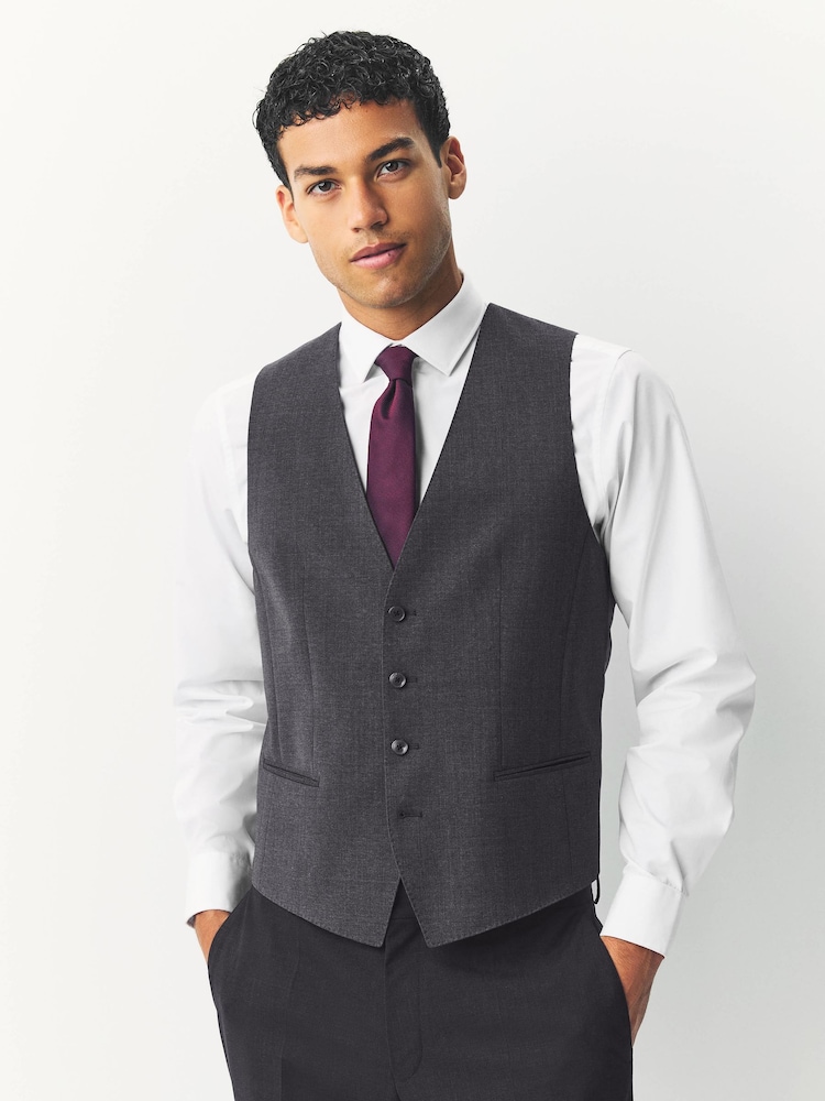 BOSS Grey Light Slim Fit Tailored Waistcoat - Image 1 of 5 BOSS Grey Light Slim Fit Tailored Waistcoat - Image 1 of 5