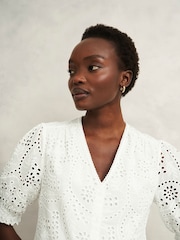 Hobbs White 100% Cotton Chiara Blouse - Image 3 of 4