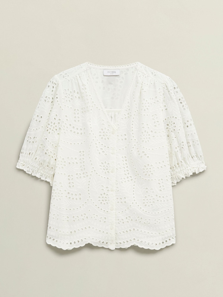 Hobbs White 100% Cotton Chiara Blouse - Image 4 of 4 Hobbs White 100% Cotton Chiara Blouse - Image 4 of 4