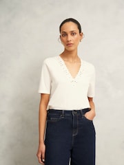 Hobbs White 100% Cotton Kristen Top - Image 1 of 4