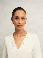 Hobbs White 100% Cotton Kristen Top - Image 3 of 4