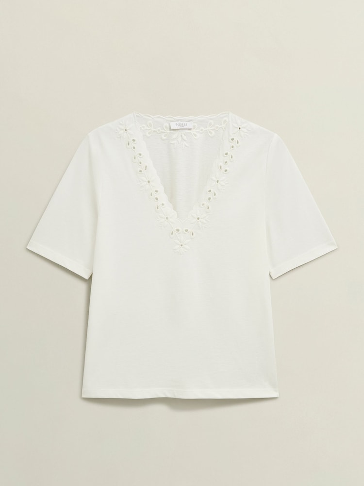Hobbs White 100% Cotton Kristen Top - Image 4 of 4
