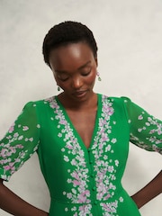 Hobbs Green Ana Silk Dress - Image 3 of 4