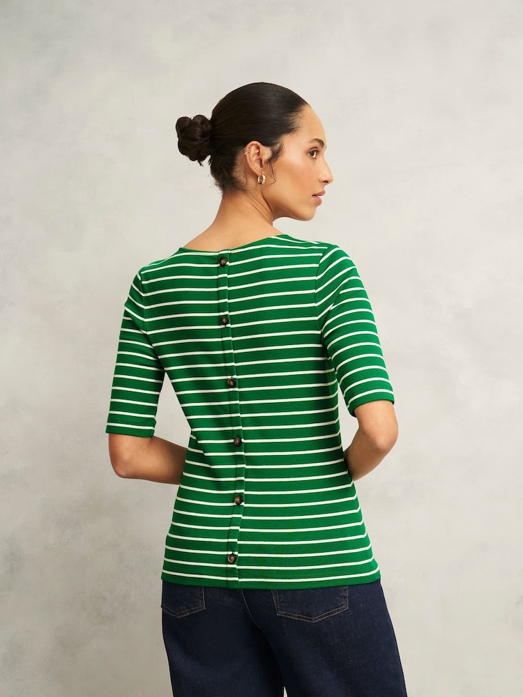 Hobbs Green 100% Cotton Katie Button Back Top - Image 2 of 4