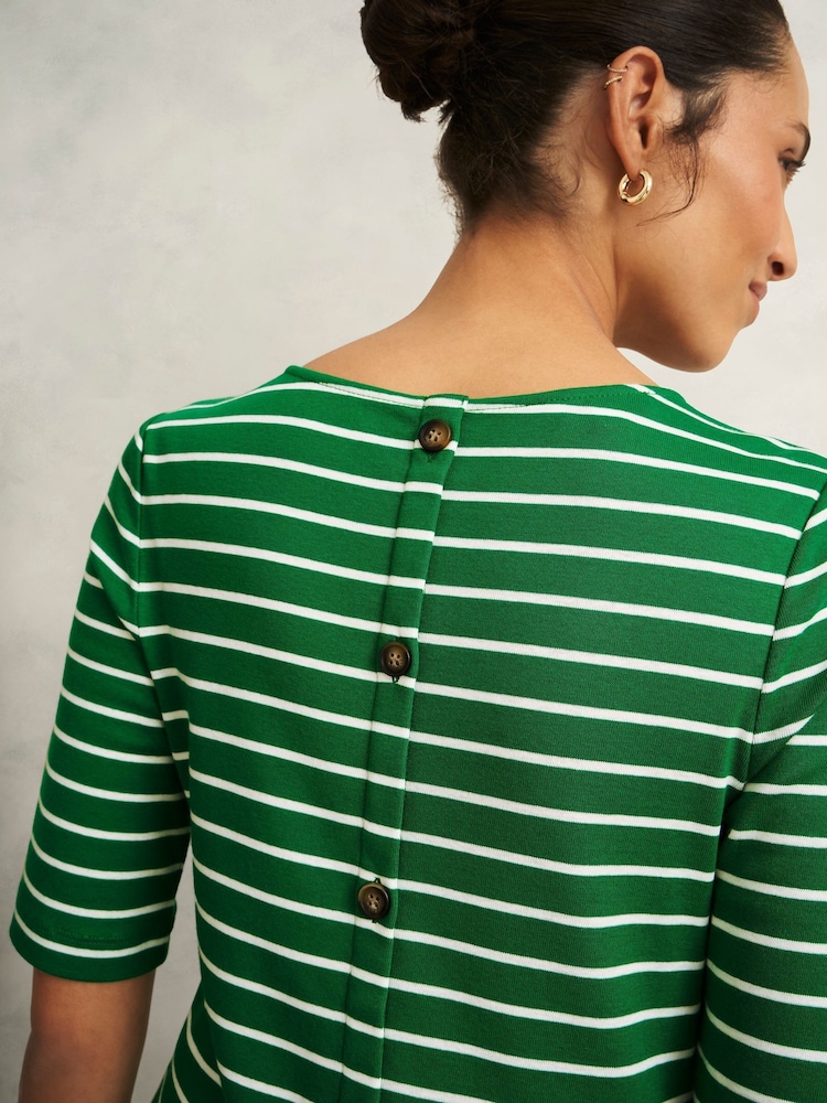 Hobbs Green 100% Cotton Katie Button Back Top - Image 3 of 4