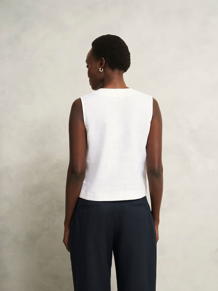 Hobbs White Kaylee 100% Linen Top - Image 2 of 4 Hobbs White Kaylee 100% Linen Top - Image 2 of 4