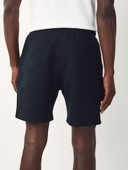 Navy Textured Geometric Pattern Jersey Shorts - Image 2 of 9