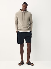 Navy Textured Geometric Pattern Jersey Shorts - Image 4 of 9