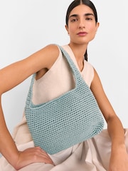 Whistles Blue Adaline Crochet Shoulder Bag - Image 4 of 5