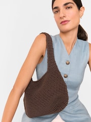 Whistles Brown Adaline Crochet Shoulder Bag - Image 5 of 5