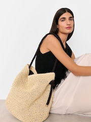 Whistles Nude Attie Rope Handle Straw Tote - Image 2 of 6