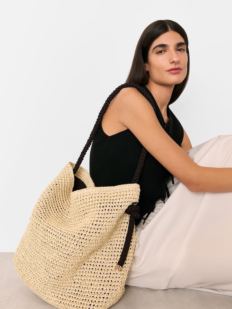 Whistles Nude Attie Rope Handle Straw Tote - Image 2 of 6