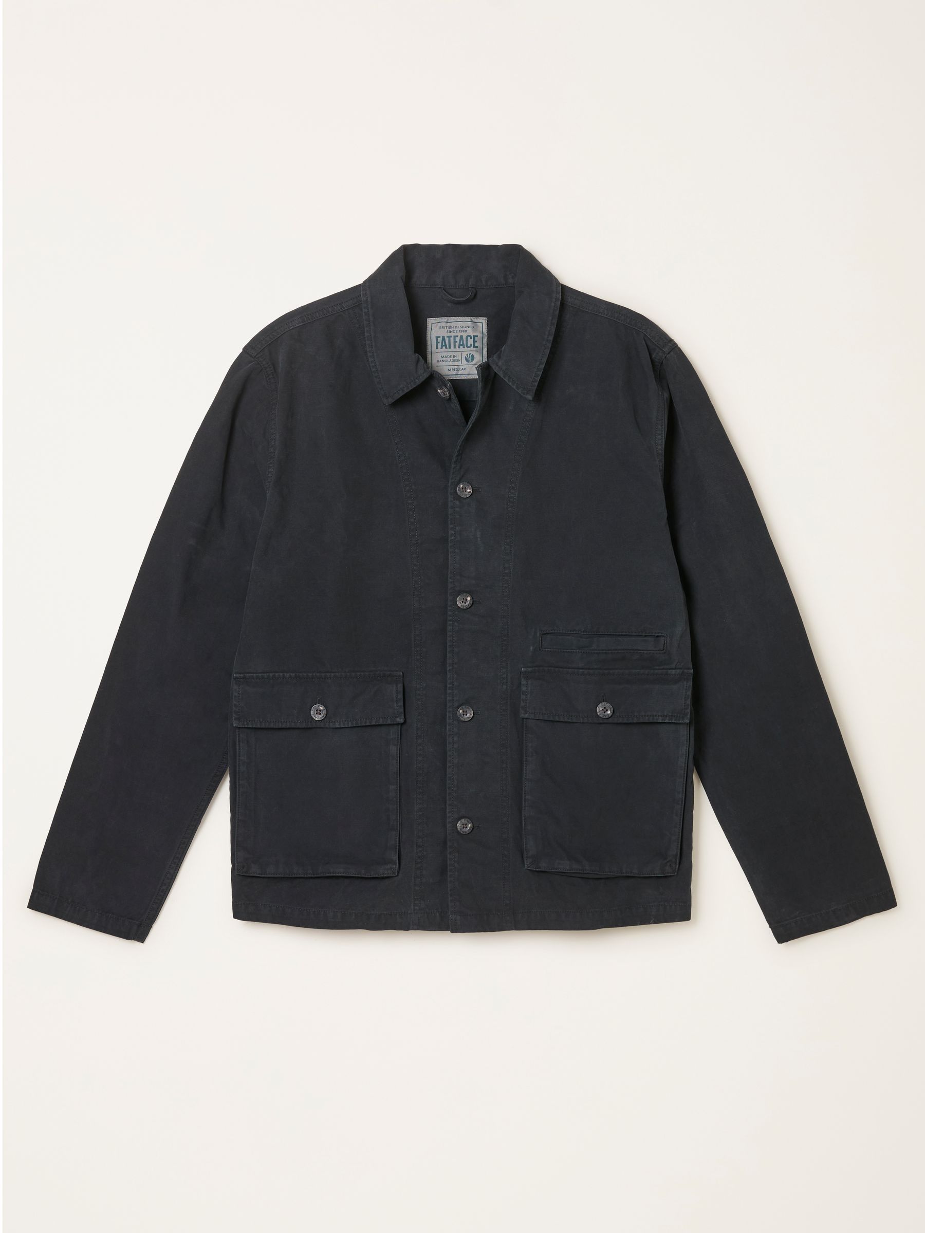 Buy FatFace Washed Black Garment Dye Worker Cotton Jacket from