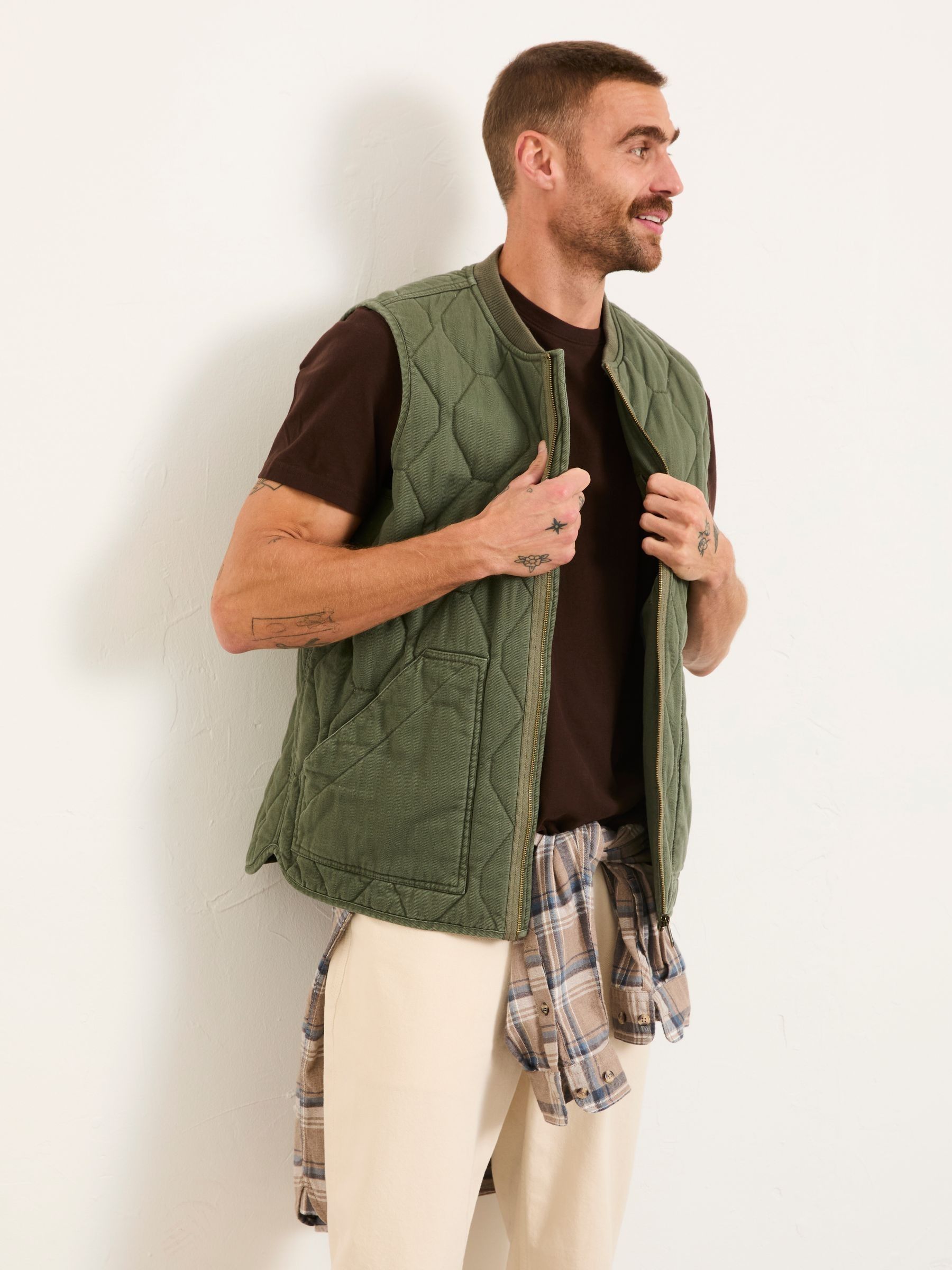 Buy FatFace Lambourn Khaki Green Quilted Gilet from Next USA