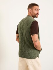 FatFace Lambourn Khaki Green Quilted Gilet - Image 3 of 8