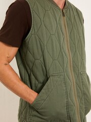 FatFace Lambourn Khaki Green Quilted Gilet - Image 5 of 8