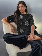 Black N. Premium Embellished Faux Suede T-Shirt - Image 3 of 8