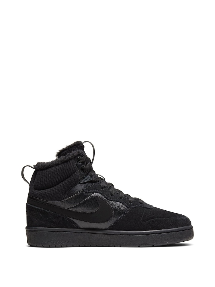 Nike Black Youth Court Borough Winterised Mid 2 Trainers - Image 2 of 9 Nike Black Youth Court Borough Winterised Mid 2 Trainers - Image 2 of 9