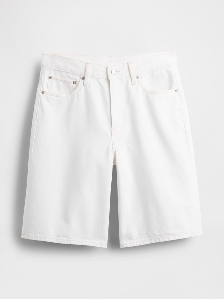 Gap White 11"" Mid Rise UltraSoft Longline Denim Shorts - Image 5 of 5