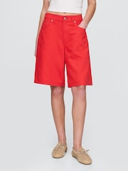 Gap Red 11"" Mid Rise UltraSoft Longline Denim Shorts - Image 2 of 5