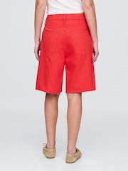Gap Red 11"" Mid Rise UltraSoft Longline Denim Shorts - Image 3 of 5