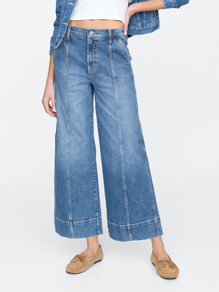 Gap Blue Wide-Leg Cropped Jeans - Image 1 of 6