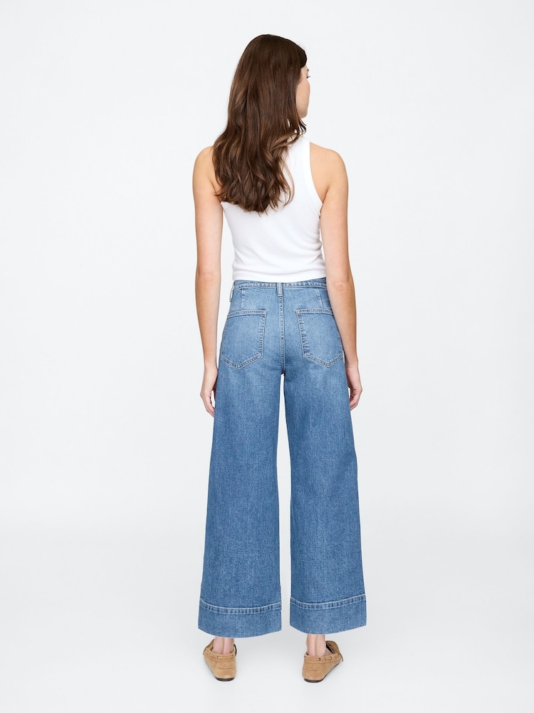 Gap Blue Wide-Leg Cropped Jeans - Image 2 of 6
