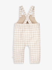 Бежевый - The Little Tailor Baby Green Woven Dungaree and T-Shirt Set - Изображение 6 из 9