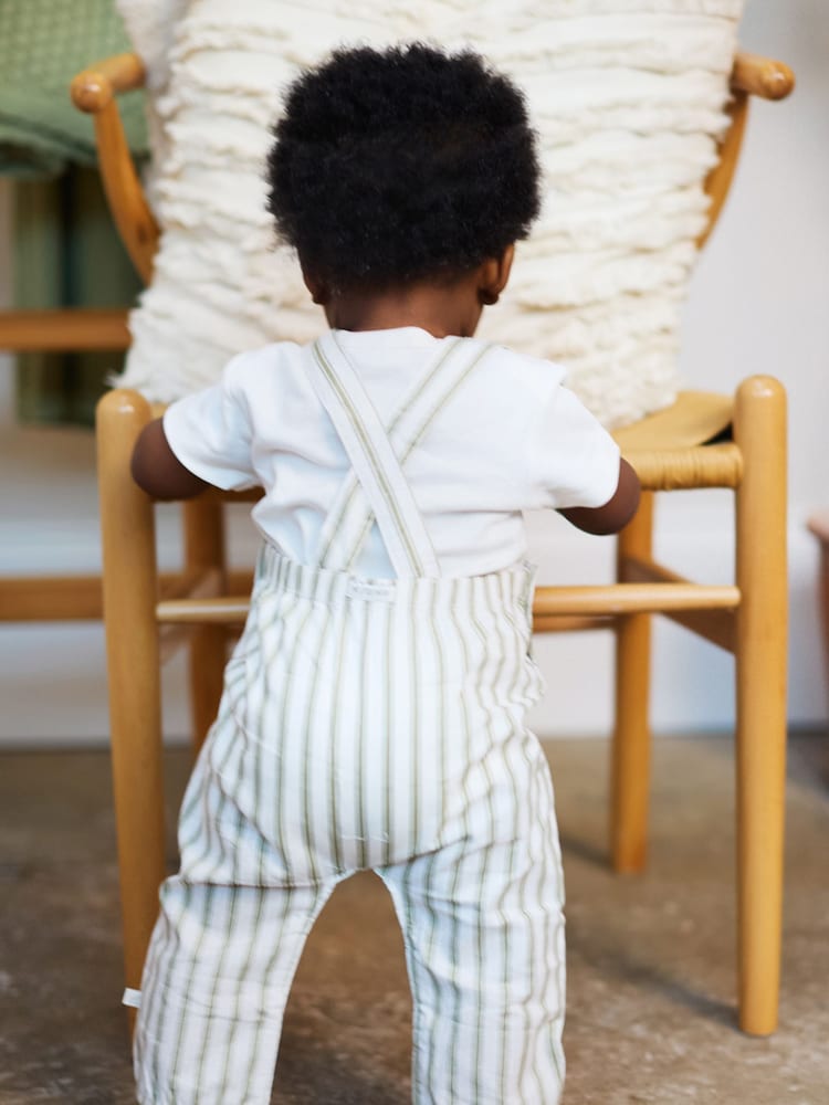 The Little Tailor Baby Green Woven Dungaree and T-Shirt Set - Image 2 of 10
