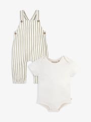 The Little Tailor Baby Green Woven Dungaree and T-Shirt Set - Image 5 of 10