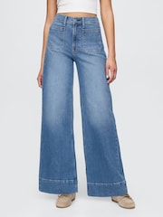 Gap Blue High Waisted Stride Wide-Leg Jeans - Image 1 of 6