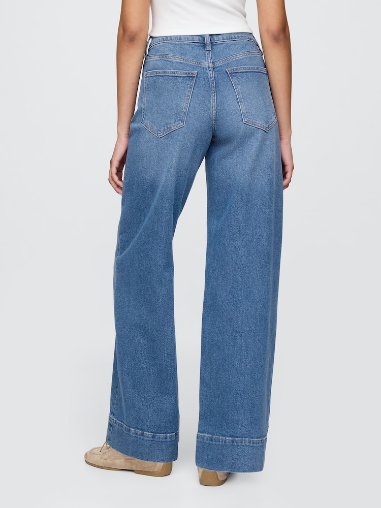 Gap Blue High Waisted Stride Wide-Leg Jeans - Image 2 of 6