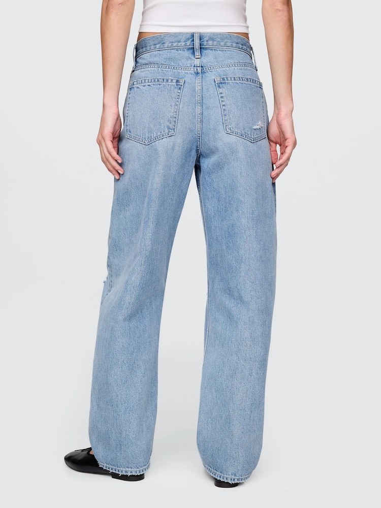 Gap Blue Distressed High Waisted Barrel Jeans - Image 2 of 8