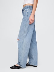 Gap Blue Distressed High Waisted Barrel Jeans - Image 3 of 8
