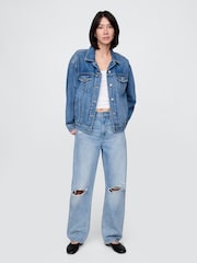 Gap Blue Distressed High Waisted Barrel Jeans - Image 4 of 8