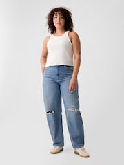 Gap Blue Distressed High Waisted Barrel Jeans - Image 5 of 8