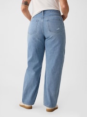 Gap Blue Distressed High Waisted Barrel Jeans - Image 6 of 8