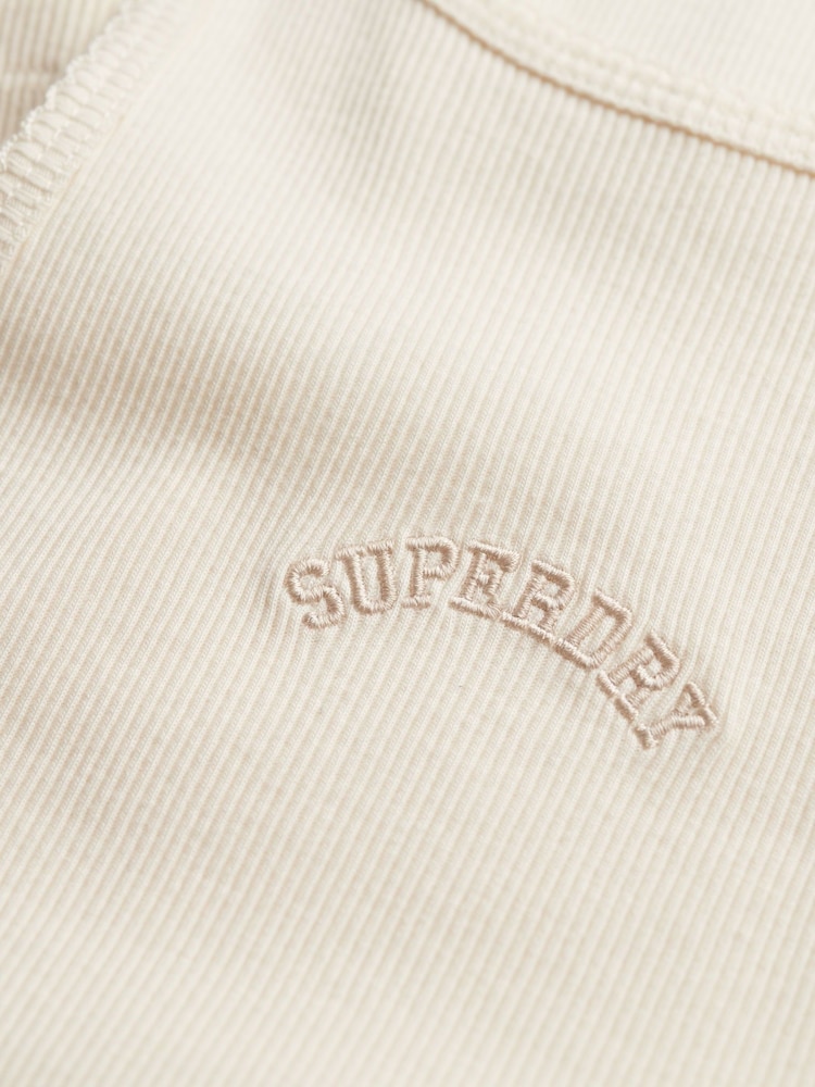 Superdry White Essential Logo Racer 100% Cotton Vest Top - Image 6 of 6