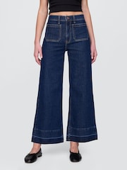 Gap Blue High Waisted Stride Wide-Leg Ankle Jeans - Image 1 of 6