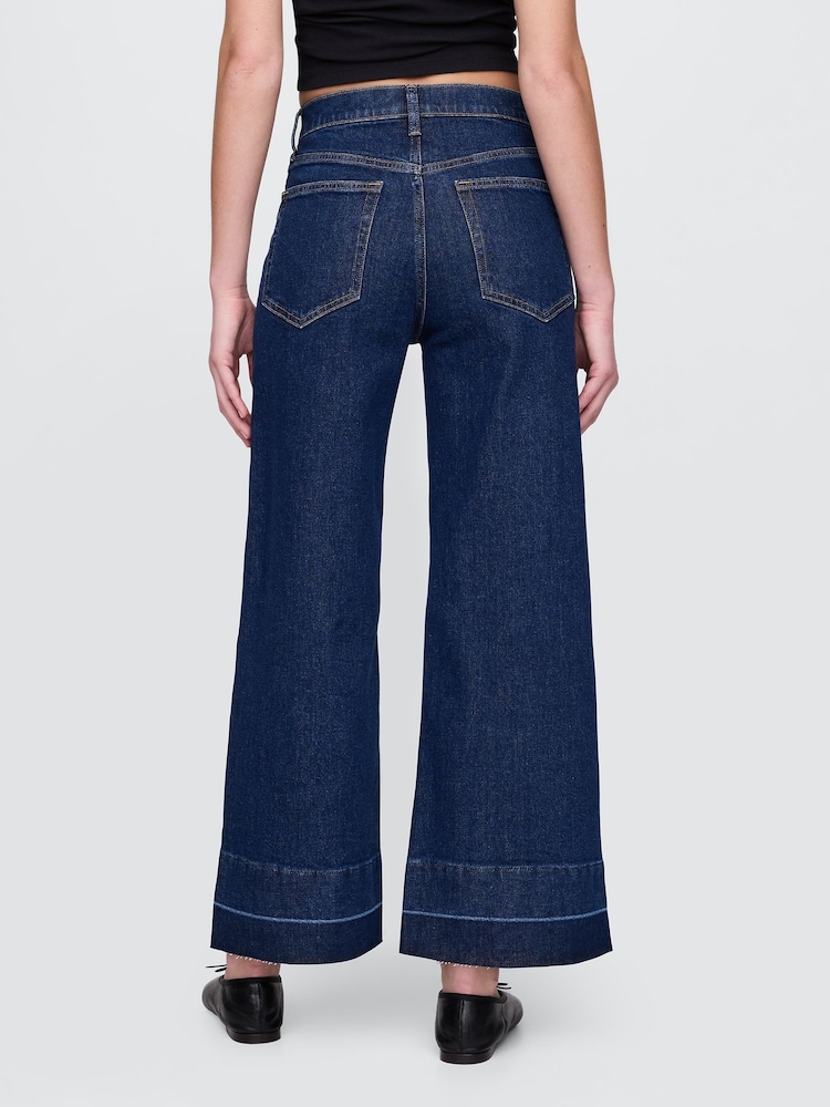 Gap Blue High Waisted Stride Wide-Leg Ankle Jeans - Image 2 of 6