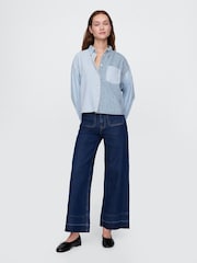 Gap Blue High Waisted Stride Wide-Leg Ankle Jeans - Image 5 of 6