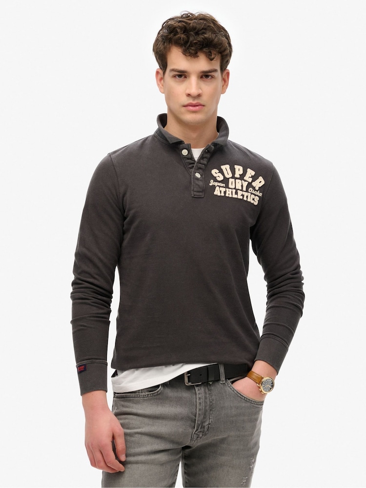 Superdry Vintage Athletic Long Sleeve 100% Cotton Polo Shirt - Slika 1 iz 6