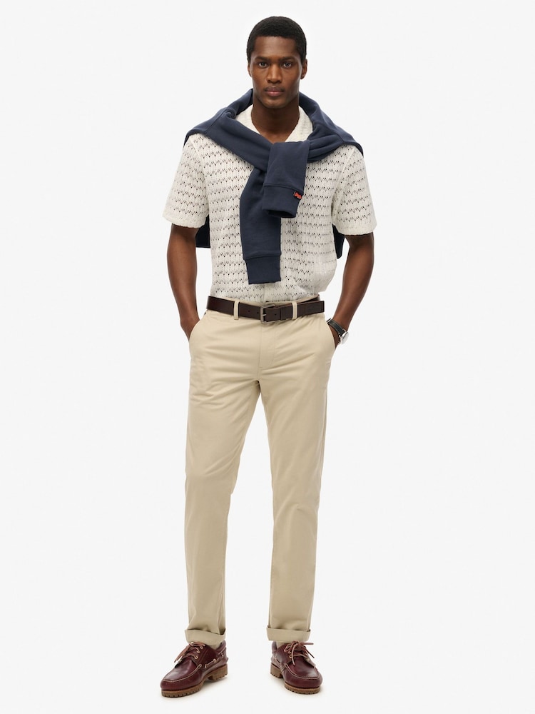 SUPERDRY White SUPERDRY Knitted Texture Shirt - Image 1 of 4