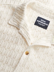 SUPERDRY White SUPERDRY Knitted Texture Shirt - Image 4 of 4