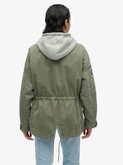 Superdry Green Jersey Hooded Embroidered Military Jacket - Image 2 of 7