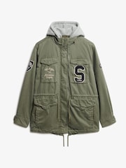 Superdry Green Jersey Hooded Embroidered Military Jacket - Image 6 of 7