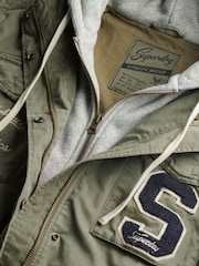 Superdry Green Jersey Hooded Embroidered Military Jacket - Image 7 of 7
