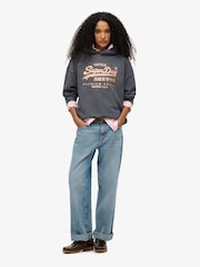 Superdry Grey Relaxed Vintage Logo Metallic Hoodie - Image 3 of 6